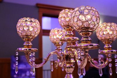 Close-up of chandelier on table