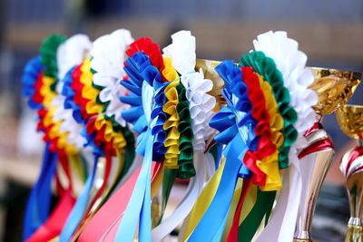 Close-up of multi colored decoration outdoors