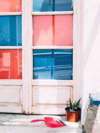 Closed door of house