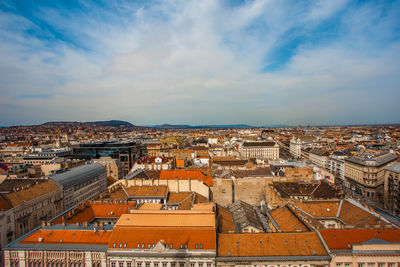 High angle view of buildings in city