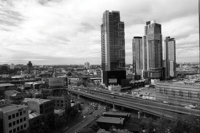 High angle view of city