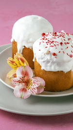 Close-up of cake served on plate
