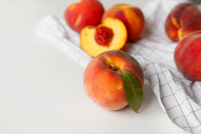 Close-up of apples against white background