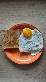 High angle view of breakfast on table