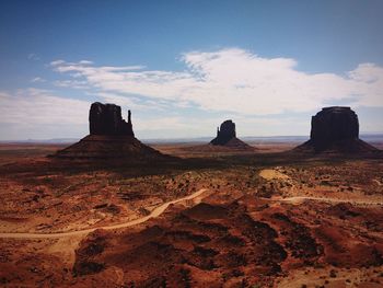 Rock formations on land against sky