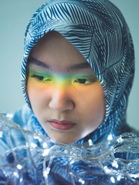 Close-up of thoughtful woman wearing hijab