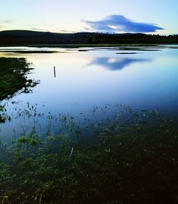 Scenic view of lake against sky