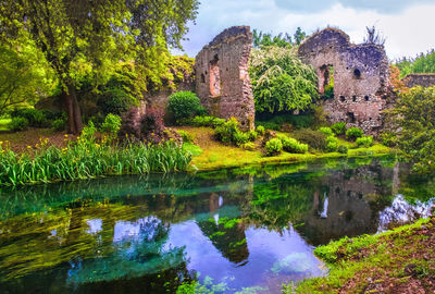 Reflection of building in lake