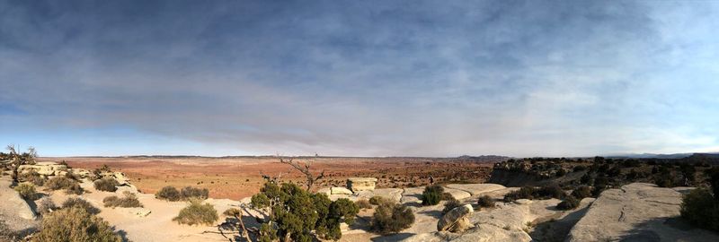 Panoramic view of desert against sky