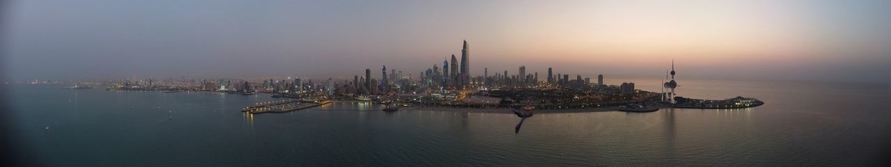 Panoramic view of sea against sky during sunset