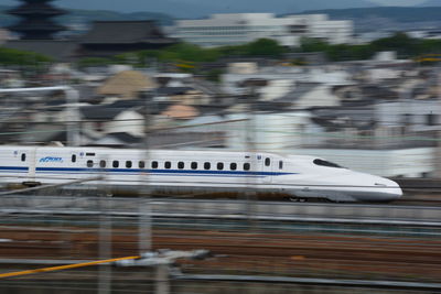 Blurred motion of airplane on airport runway