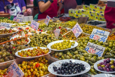 High angle view of fruits for sale in market