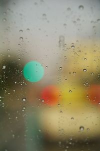 Close-up of water drops on glass