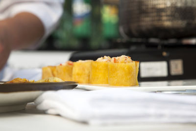 Close-up of fresh sushi on table