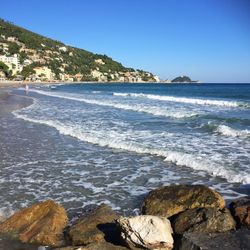 Scenic view of sea against clear sky