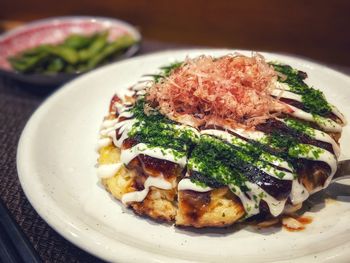 High angle view of meal served in plate