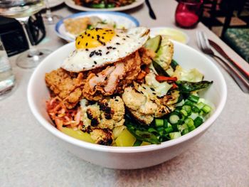 Close-up of meal served in plate