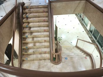 High angle view of escalator in building