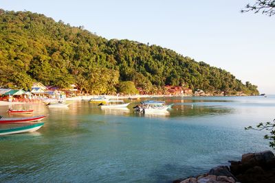 View of boats in sea