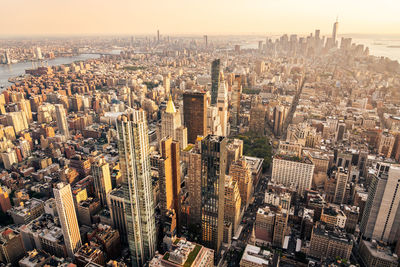 High angle view of cityscape against sky