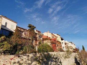 Low angle view of old building against sky