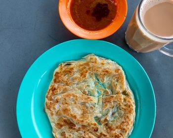 High angle view of breakfast