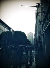 People walking on city street