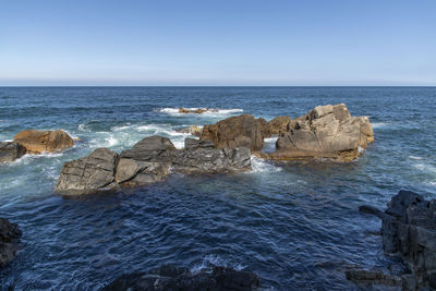 Scenic view of sea against clear sky