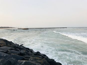 Scenic view of sea against clear sky