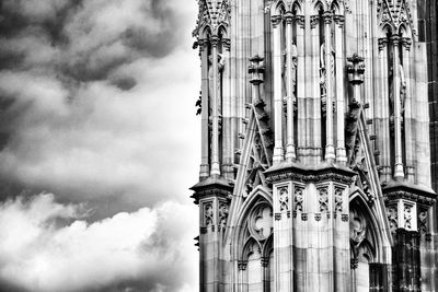 Low angle view of statue against sky