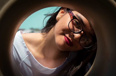 Close-up portrait of young woman