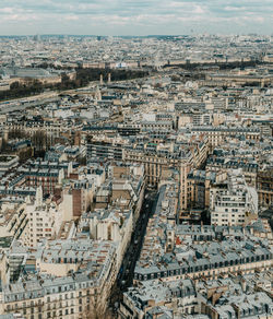 High angle view of city buildings