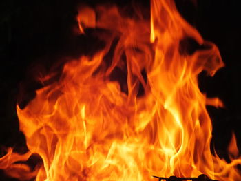 Close-up of bonfire at night