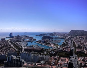 High angle view of buildings in city