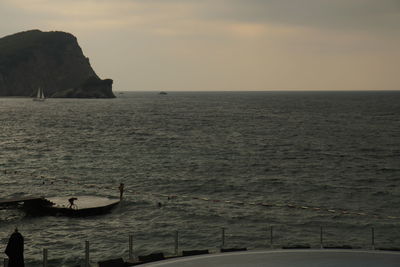 Scenic view of sea at sunset