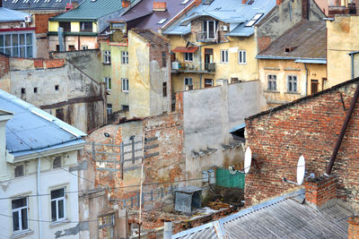 High angle view of residential buildings