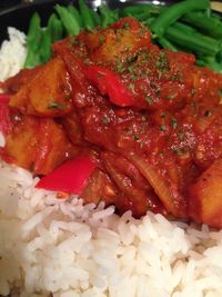 High angle view of meal served in plate