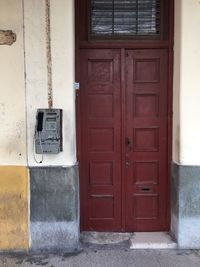 Closed door of building