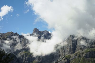 Low angle view of mountain against sky