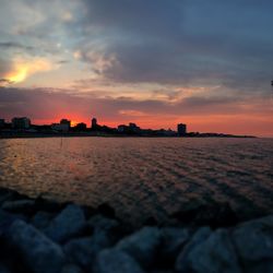 Scenic view of sea at sunset