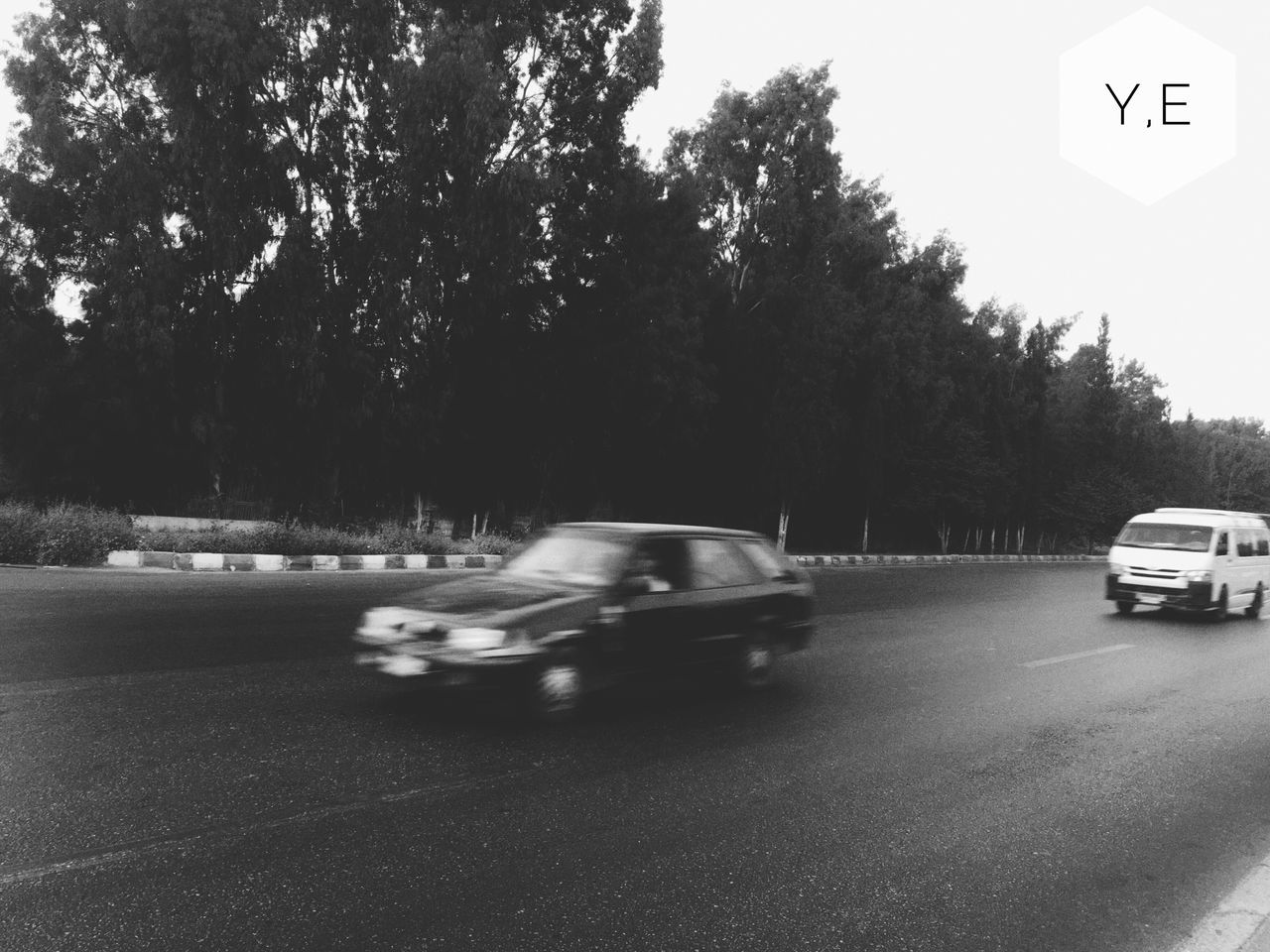 car, transportation, tree, speed, road, motion, mode of transport, land vehicle, street, blurred motion, outdoors, day, no people, nature