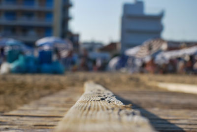 Surface level of street against blurred background