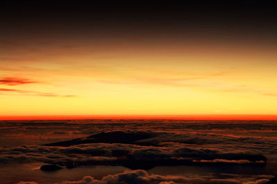 Scenic view of sea against sky at sunset