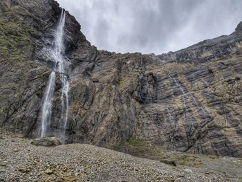 Scenic view of waterfall against sky