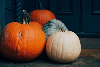 Close-up of pumpkins on table