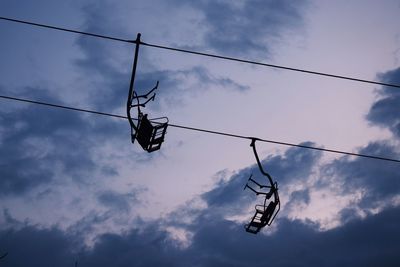 Low angle view of power cables against sky