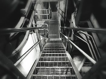 High angle view of escalator