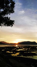 Scenic view of landscape against sky during sunset