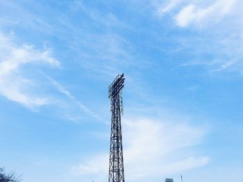 Low angle view of crane against sky