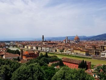 High angle view of townscape against sky